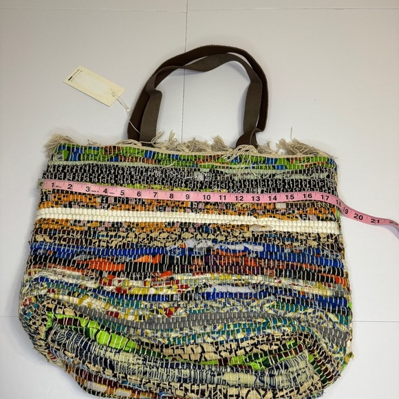 Raj Handwoven Multicolor Boho Tote Bag | Large Carryall Beach Market Bag - Picture 4 of 6